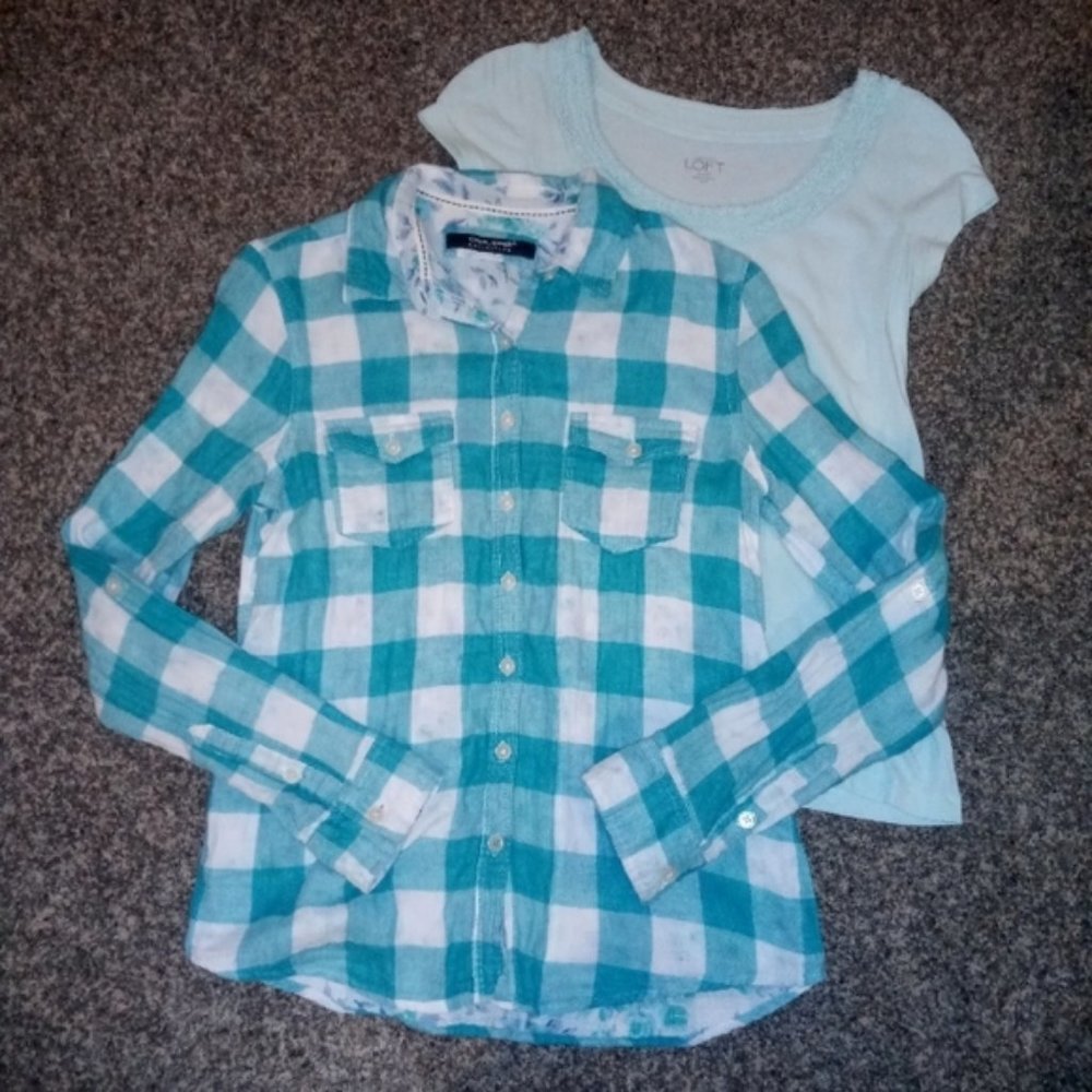 Women's XS Teal Flannel Shirt & Tee